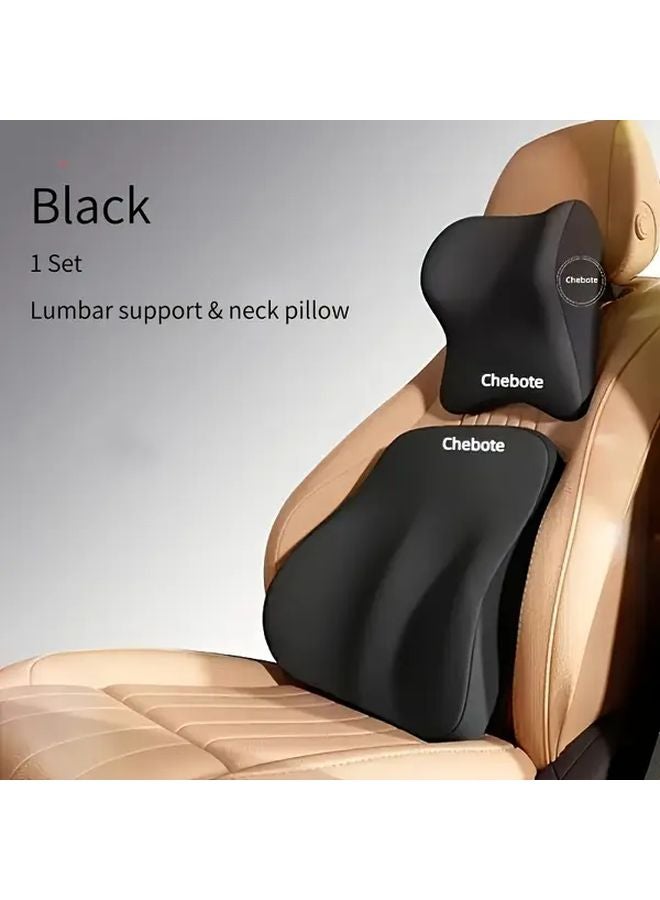 Black Car Seat Cushion Set with Adjustable Lumbar Pillow and U Shaped Neck Support - Image 5